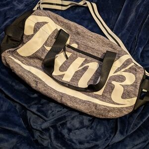 PINK Grey & White Gym Duffle Travel Bag